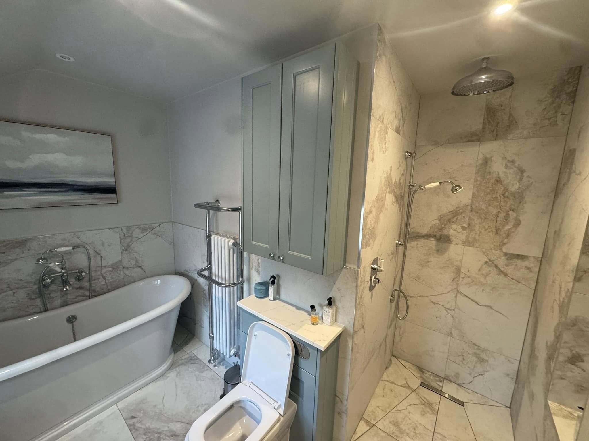 Bathroom and shower installation in Lincolnshire showing modern fitted bathroom suite and shower enclosure