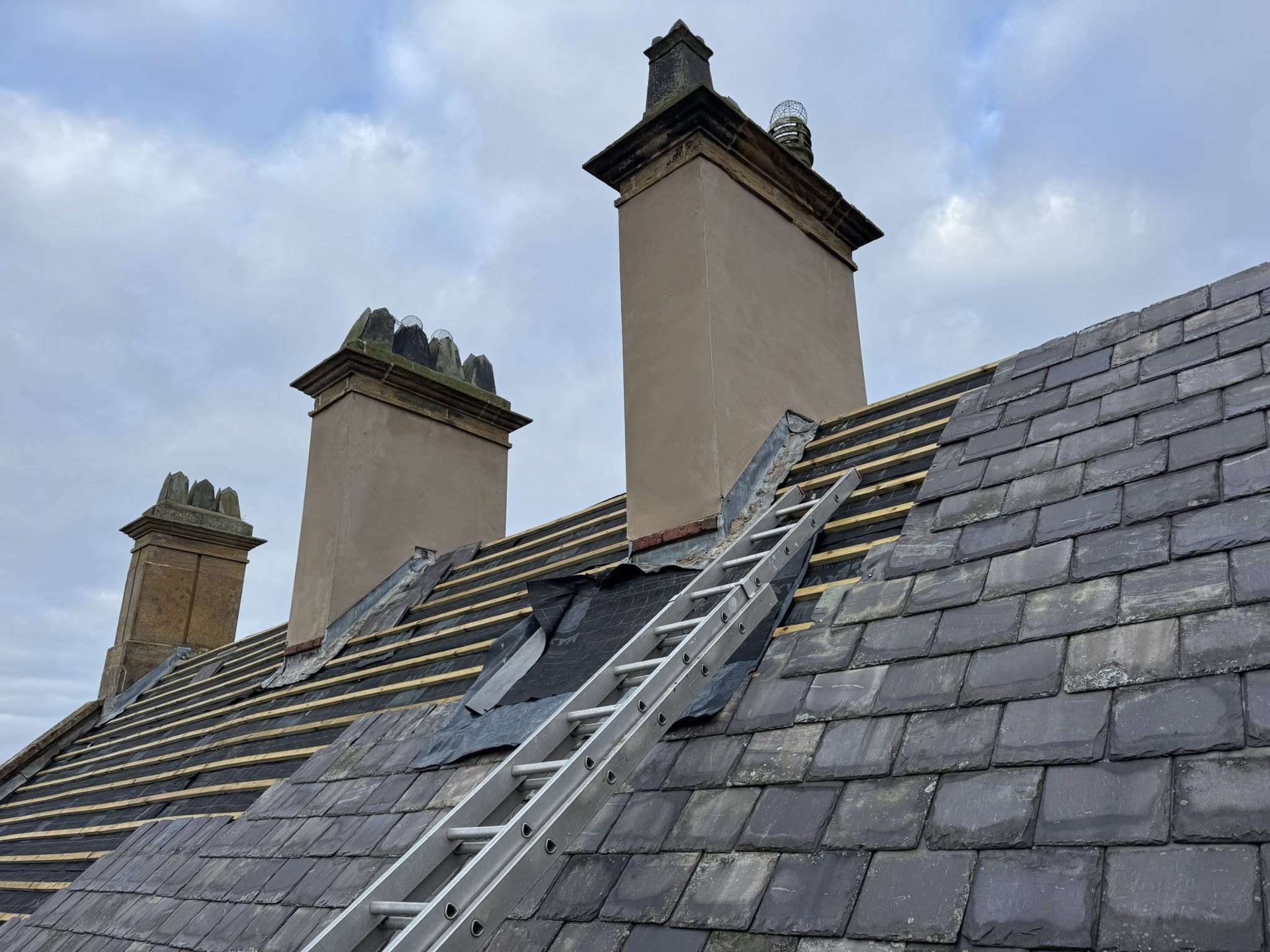Roofing and chimney repairs in Lincoln - progress