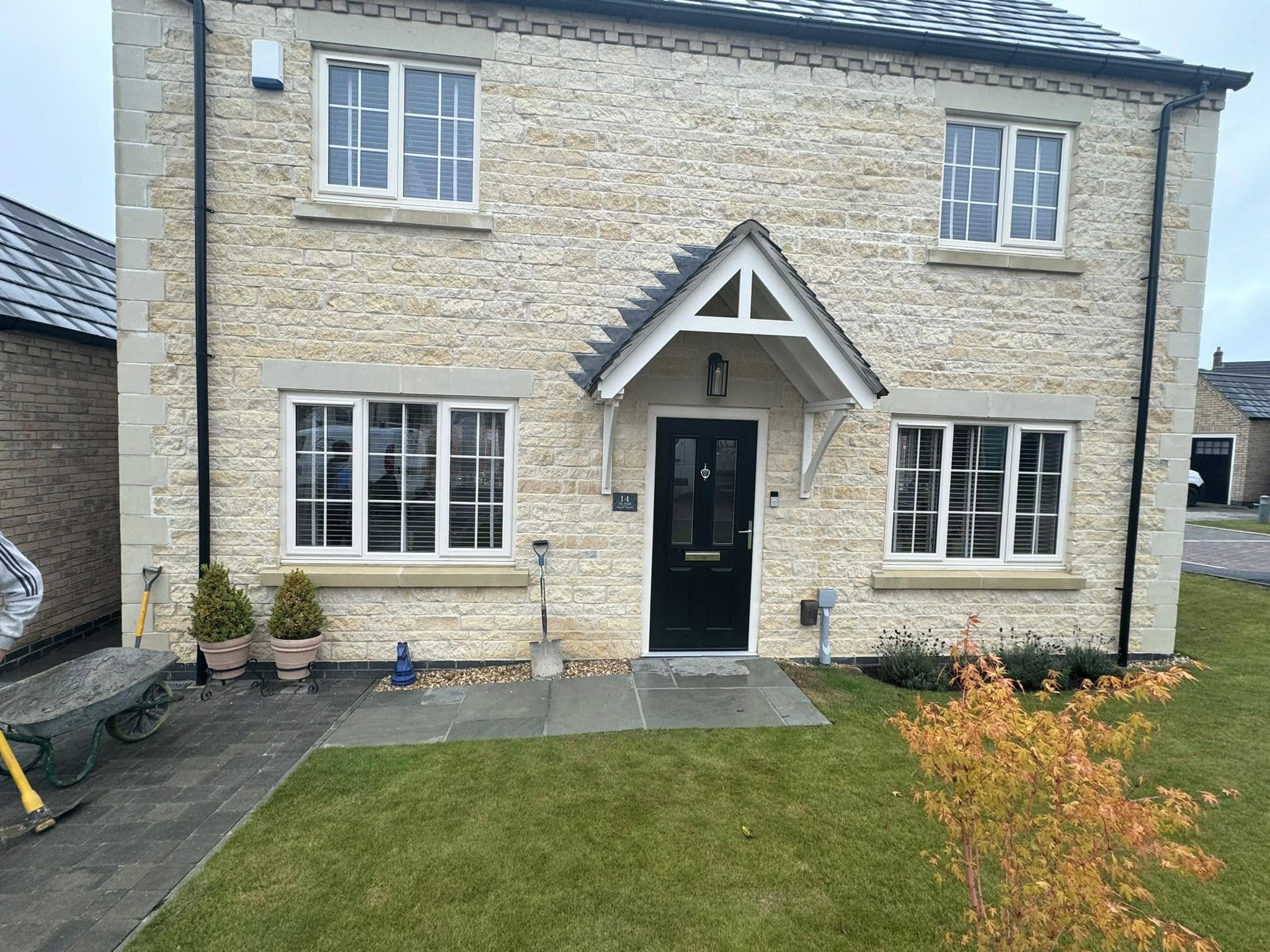 New build front view in Lincolnshire showing completed exterior and modern residential property design
