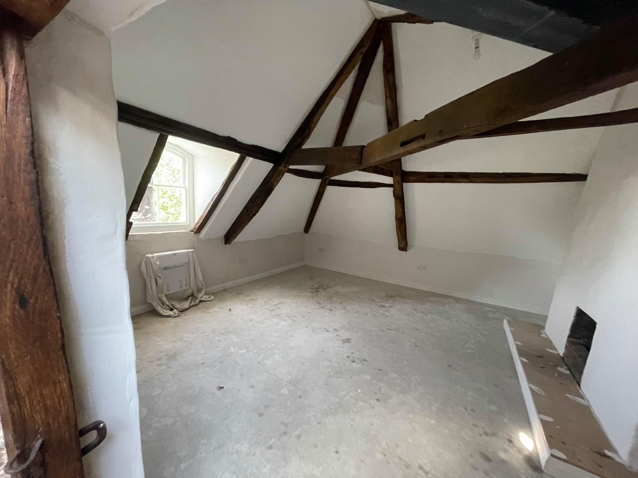 Grade listed building restoration work in large room in Lincolnshire showing internal structural renovation