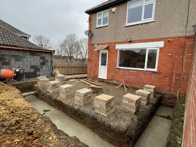 Large area groundwork in Lincoln showing excavation and site preparation by Tudor Roofing and Building