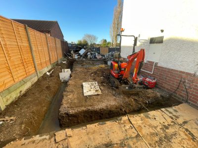Large area groundwork in Lincoln showing excavation and site preparation for major construction project